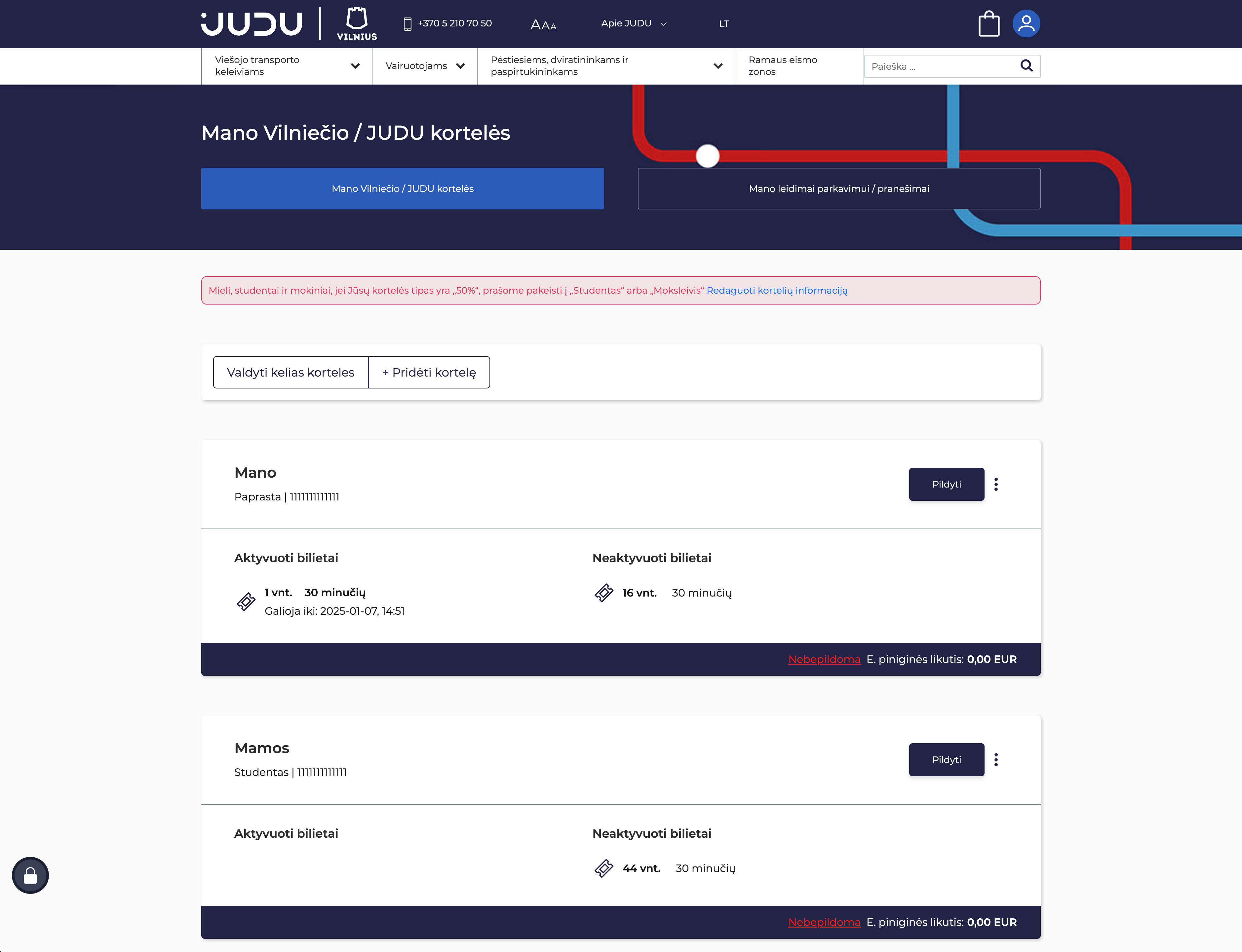 Vilniaus miesto transporto elektroninių bilietų ir parkavimo paslaugų užsakymo savitarnos sistema